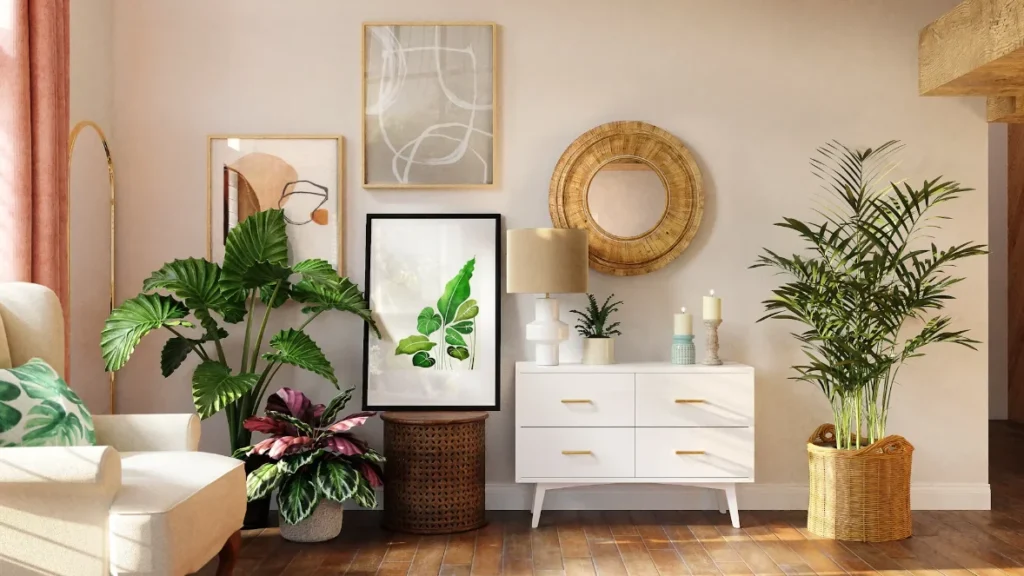 decorating bedroom with plants