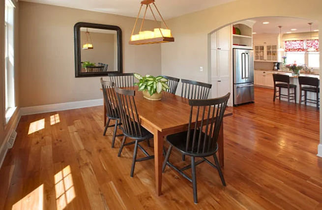 mirror in dining area