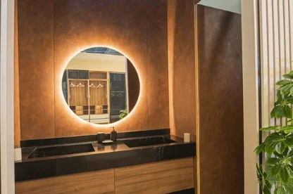 How to decorate a bathroom mirror with lights